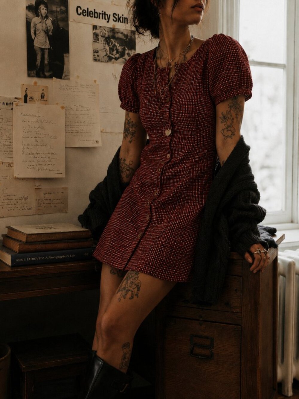 J.Crew Red Gingham Mini Dress (S) | Prairie Soft Grunge Academia Prairie 90s
